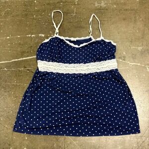 Hanky Panky Polka Dot Lace Babydoll Top Women's Size L Vintage Y2K Slip Dress